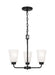 Generation Lighting Kerrville 3-Light Chandelier In Midnight Black With Satin Etched Glass Shades (3115203-112)