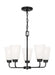 Generation Lighting Kerrville 5-Light Chandelier In Midnight Black With Satin Etched Glass Shades (3115205-112)