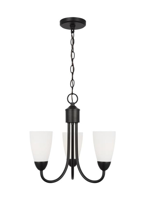 Generation Lighting Sean Lavin Seville 3-Light Chandelier In Midnight Black With Etched White Glass Shades (3120203-112)