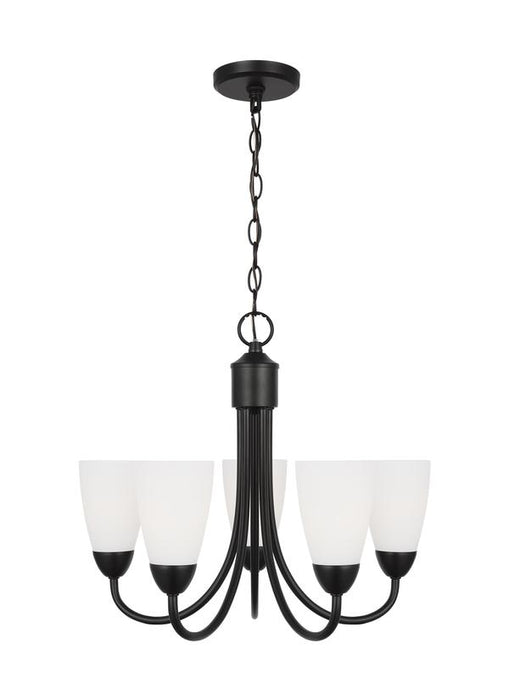 Generation Lighting Sean Lavin Seville 5-Light Chandelier In Satin Bronze With Etched White Glass Shades (3120205-112)