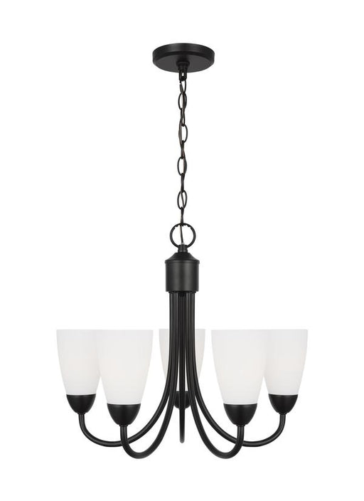 Generation Lighting Sean Lavin Seville 5-Light Chandelier In Satin Bronze With Etched White Glass Shades (3120205-112)