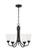 Generation Lighting Sean Lavin Seville 5-Light Chandelier In Satin Bronze With Etched White Glass Shades (3120205-112)