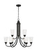 Generation Lighting Sean Lavin Seville 9-Light Chandelier In Brushed Steel Silver With Etched White Glass Shades (3120209-112)