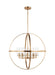 Generation Lighting Alturas Five Light Chandelier Satin Brass Clear Silver Cord (3124675-848)