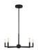 Generation Lighting Fullton Five Light Chandelier Midnight Black-Black Cord (3164205-112)