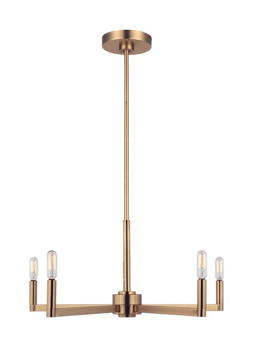 Generation Lighting Fullton Five Light Chandelier Satin Brass Clear Silver Cord (3164205-848)