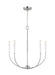 Generation Lighting Greenwich Five Light Chandelier Brushed Nickel Clear Silver Cord (3167105-962)
