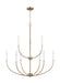 Generation Lighting Greenwich Nine Light Chandelier Satin Brass Clear Silver Cord (3167109-848)