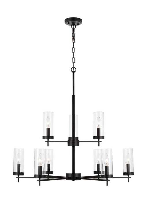 Generation Lighting Zire Nine Light Chandelier Midnight Black-Black Cord (3190309-112)