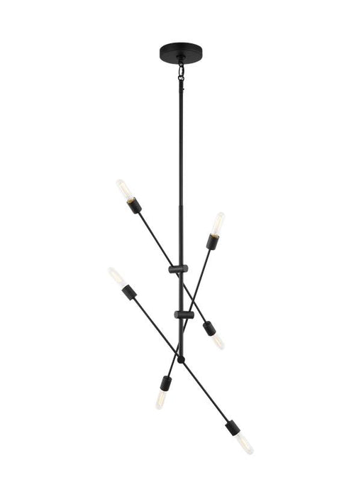Generation Lighting Axis Six Light Large Chandelier Midnight Black-Black Cord (3200506-112)