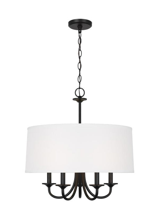 Generation Lighting Sean Lavin Seville 5-Light Chandelier In Midnight Black With White Linen Fabric Shade (3320205-112)