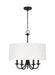 Generation Lighting Sean Lavin Seville 5-Light Chandelier In Midnight Black With White Linen Fabric Shade (3320205-112)