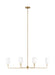 Generation Lighting Foxdale Six Light Linear Chandelier Satin Brass Clear Silver Cord (3609306-848)