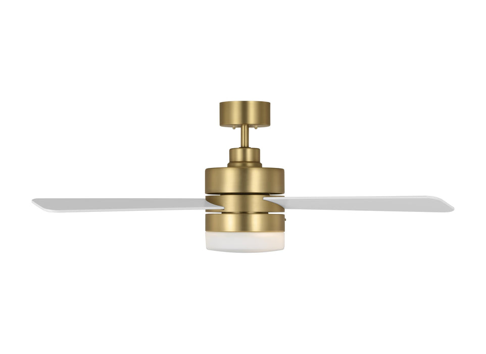 Generation Lighting Era 44 LED Ceiling Fan In Burnished Brass With Matte White Blades And Light Kit(3ERAR44BBSD)