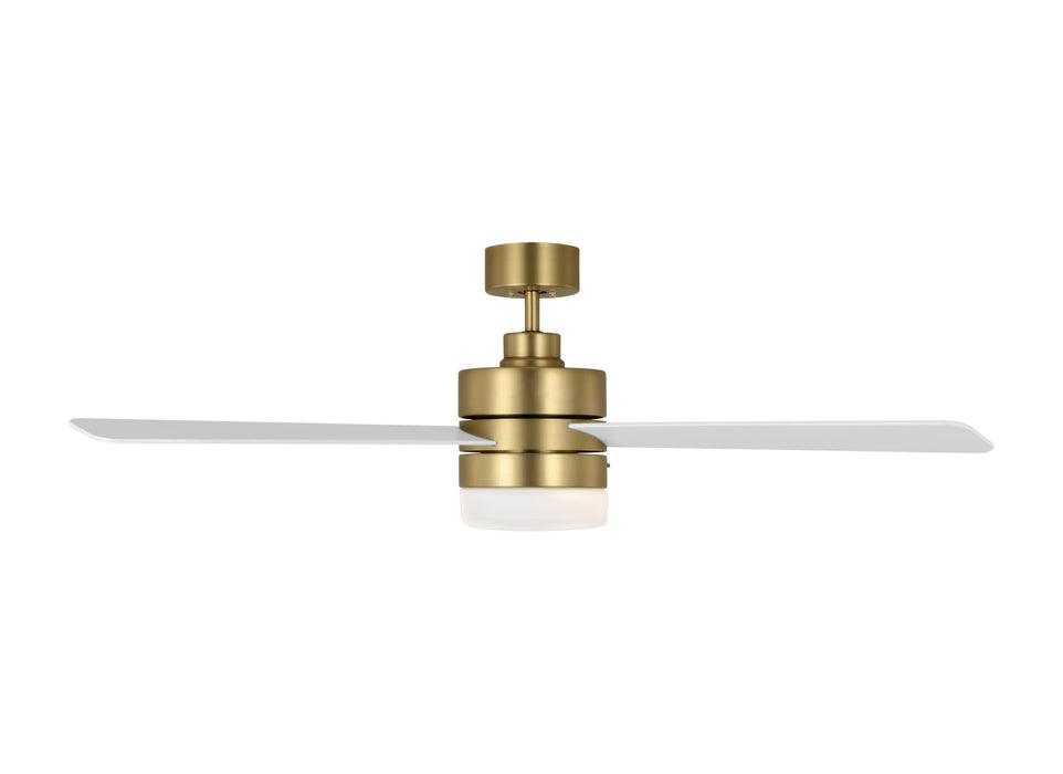 Generation Lighting Era 52 LED Ceiling Fan In Burnished Brass With Matte White Blades And Light Kit(3ERAR52BBSD)