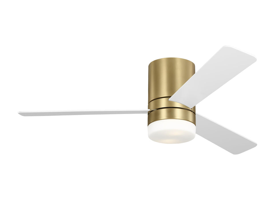 Generation Lighting Era 52 Hugger LED Ceiling Fan In Burnished Brass With Matte White Blades And Light Kit(3ERHR52BBSD)