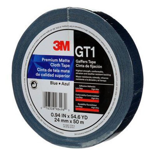 3M - 98496 Premium Matte Cloth Gaffers Tape Gt1 Blue 24 Mm X 50 M 11 Mil (7010376454)