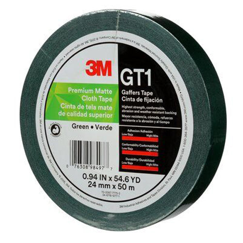 3M - 98497 Premium Matte Cloth Gaffers Tape Gt1 Green 24 Mm X 50 M 11 Mil (7010336127)