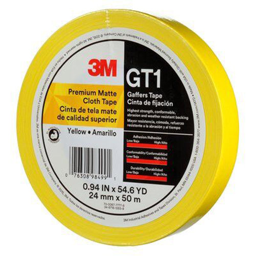 3M - 98499 Premium Matte Cloth Gaffers Tape Gt1 Yellow 24 Mm X 50 M 11 Mil (7010376455)