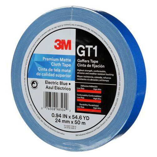 3M - 98504 Premium Matte Cloth Gaffers Tape Gt1 Electric Blue 24 Mm X 50 M 11 Mil (7010336129)