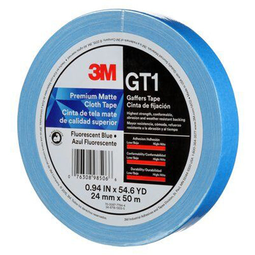 3M - 98506 Premium Matte Cloth Gaffers Tape Gt1 Fluorescent Blue 24 Mm X 50 M 11 Mil (7010376458)