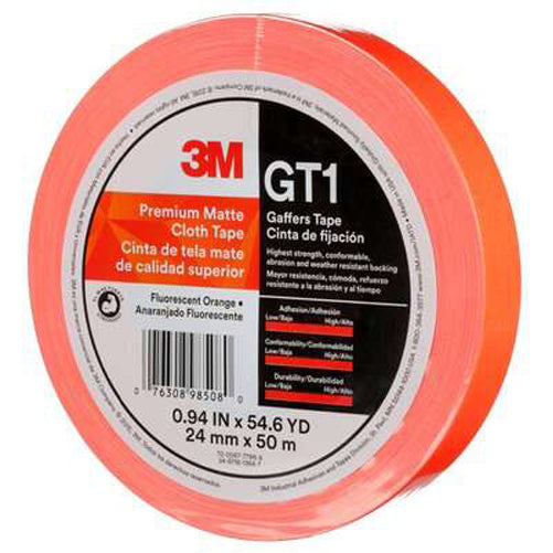 3M - 98508 Premium Matte Cloth Gaffers Tape Gt1 Fluorescent Orange 24 Mm X 50 M 11 Mil (7010376459)