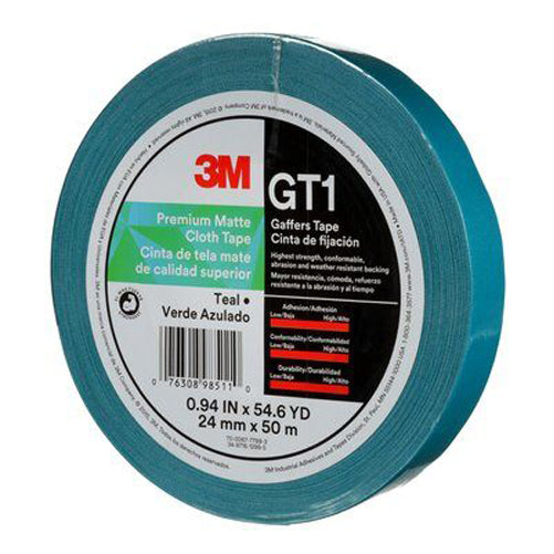 3M - 98511 Premium Matte Cloth Gaffers Tape Gt1 Teal 24 Mm X 50 M 11 Mil (7010336131)