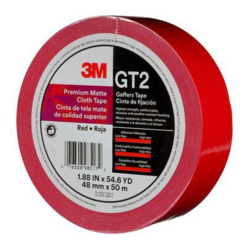 3M - 98517 Premium Matte Cloth Gaffers Tape GT2 Red 48 Mm X 50 M 11 Mil (7010375516)