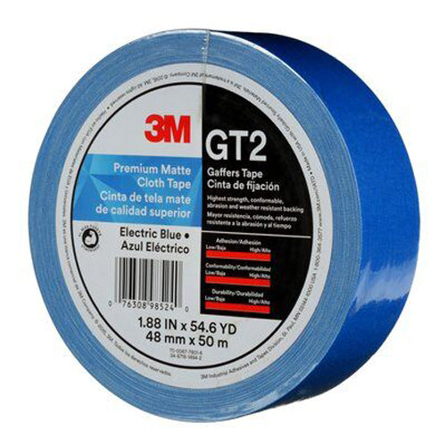 3M - 98524 Premium Matte Cloth Gaffers Tape GT2 Electric Blue 48 Mm X 50 M 11 Mil (7010312517)