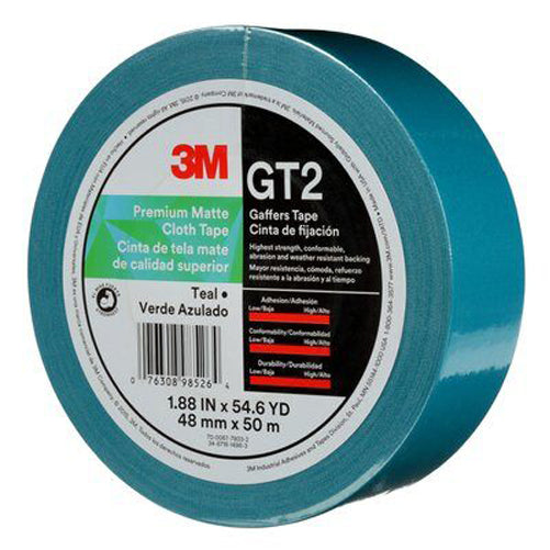 3M - 98526 Premium Matte Cloth Gaffers Tape GT2 Teal 48 Mm X 50 M 11 Mil (7010336135)