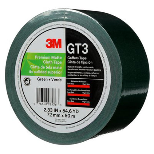 3M - 98536 Premium Matte Cloth Gaffers Tape Gt3 Green 72 Mm X 50 M 11 Mil (7010336138)