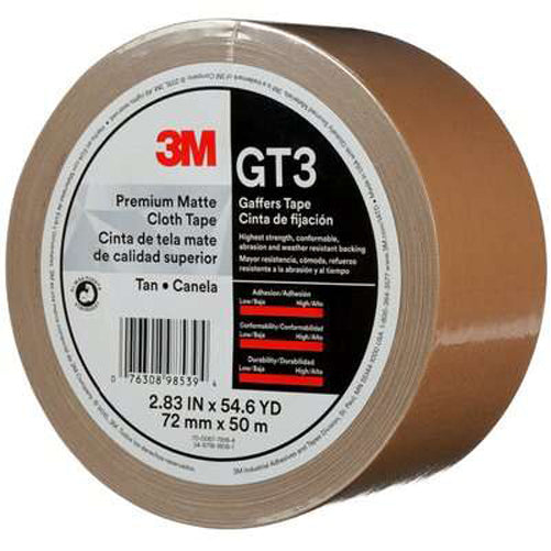 3M - 98539 Premium Matte Cloth Gaffers Tape Gt3 Tan 72 Mm X 50 M 11 Mil (7010375525)