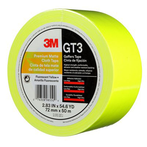 3M - 98550 Premium Matte Cloth Gaffers Tape Gt3 Fluorescent Yellow 72 Mm X 50 M 11 Mil (7010375530)