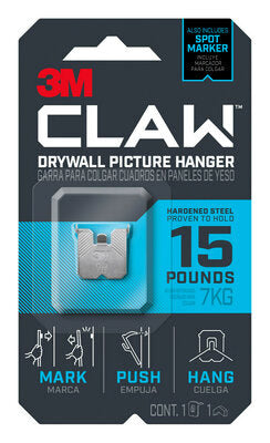 3M Claw Drywall Picture Hanger 15 Pound With Temporary Spot Marker 3PH15M-1ES 1 Hanger 1 Marker (7100233152)