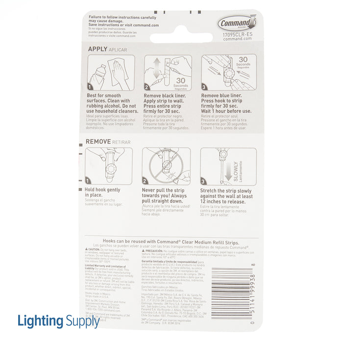 3M - 99938 Command Clear Medium Crystal Hook 17095Clr-Es (7100095718)