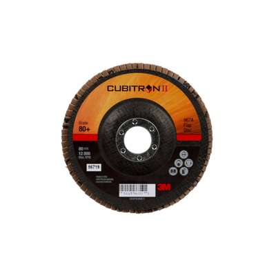 3M - 86719 Cubitron II Flap Disc 967A T27 5 Inch X 7/8 Inch 80 Plus Y-Weight (7000148200)