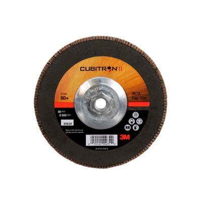 3M - 55639 Cubitron II Flap Disc 967A T27 Quick Change 7 Inch X 5/8-11 60 Plus Y-Weight Giant (7010363304)