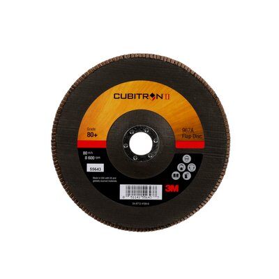 3M - 55643 Cubitron II Flap Disc 967A T27 7 Inch X 7/8 Inch 80 Plus Y-Weight Giant (7010327064)