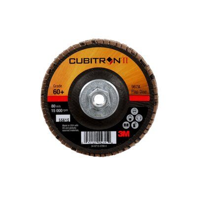 3M - 55615 Cubitron II Flap Disc 967A T29 Quick Change 4 Inch X 3/8-24 60 Plus Y-Weight (7010363293)