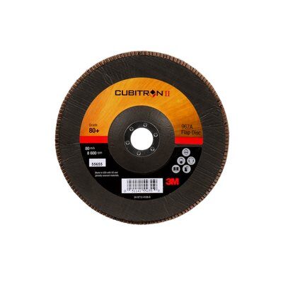 3M - 55655 Cubitron II Flap Disc 967A T29 7 Inch X 7/8 Inch 80 Plus Y-Weight Giant (7010300291)