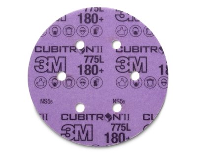 3M - 87107 Cubitron II Stikit Film Disc 775L 6 Inch X NH 6 Hole D/F 220 Plus 3Mil Linered With Tab Die 600Hz (7100075223)