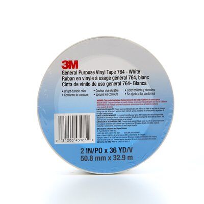 3M - 43185 General Purpose Vinyl Tape 764 White Inch X 36 Yard 5 Mil (7000028956)