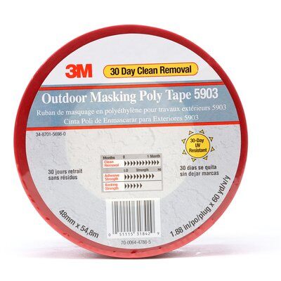 3M - 31842 Outdoor Masking Poly Tape 5903 Red 48 Mm X 54.8 M 7.5 Mil Individually Wrapped (7000049309)