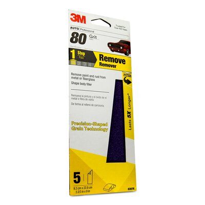 3M - 03076 Precision Shaped Grain Sandpaper 03076Srp 3 2/3X9 80 Grit (7100159938)