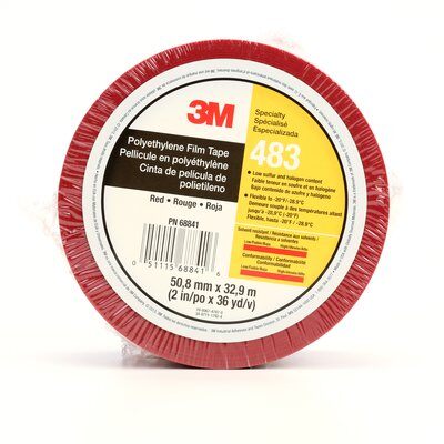 3M - 68841 Polyethylene Tape 483 Red 2 Inch X 36 Yard 5.0 Mil Individually Wrapped (7010375084)