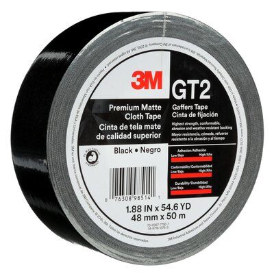 3M - 98514 Premium Matte Cloth Gaffers Tape Gt2 Black 48 Mm X 50 M 11 Mil (7010336132)