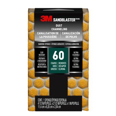 3M - 39374 Sandblaster Dust Channeling Sanding Sponge 20909-60-Ufs 60 Grit 4-1/2 Inch X 2 1/2 X 1 Inch (7010376635)