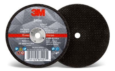 3M - 87457 Silver Cut-Off Wheel T1 3 Inch X .035 Inch X 1/4 Inch (7100138406)