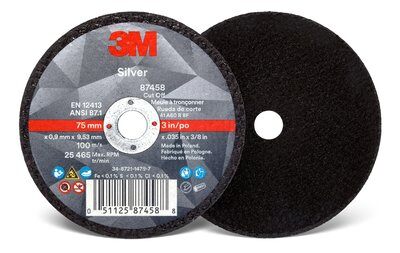 3M - 87458 Silver Cut-Off Wheel T1 3 Inch X .035 Inch X 3/8 Inch (7100139208)