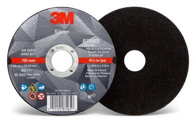 3M - 87465 Silver Cut-Off Wheel T1 4.5 Inch X .045 Inch X 7/8 Inch (7100139228)